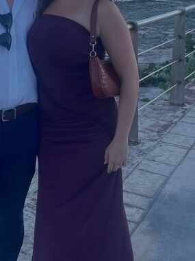 Anthropologie Strapless Plum Midi Dress
